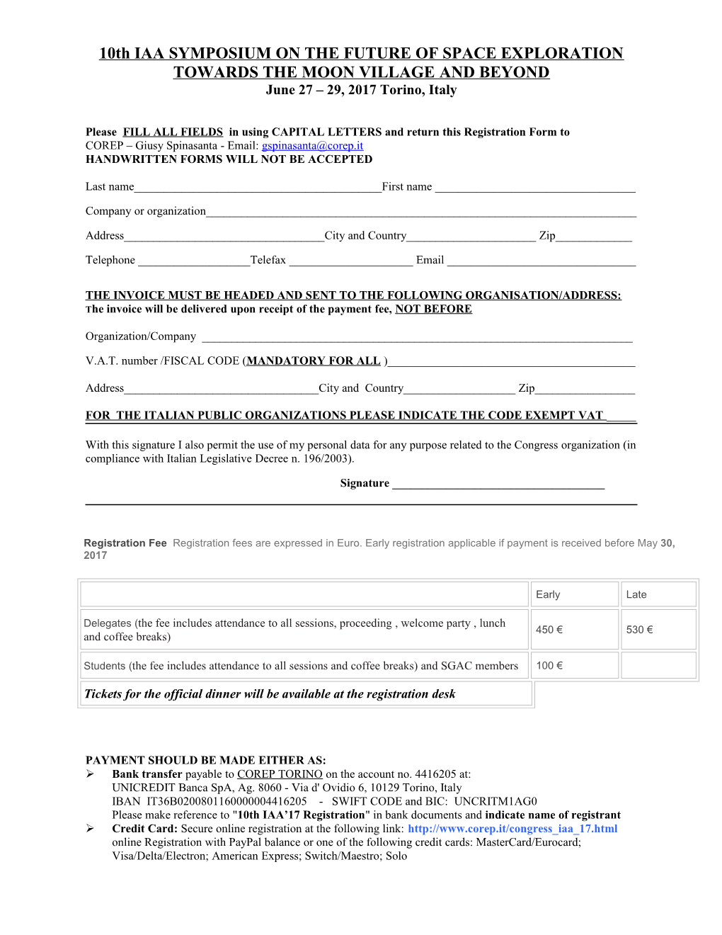 Iceaa 05 Conference Registration Form