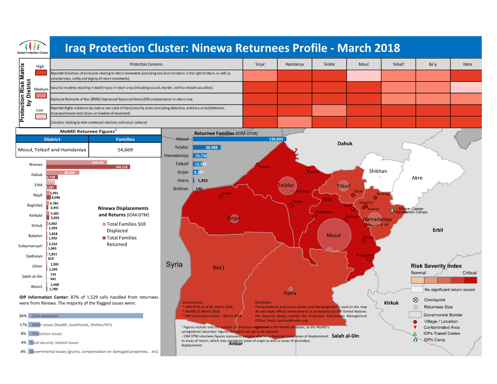 Iraq Protection Cluster: Ninewa Returnees Profile - March 2018