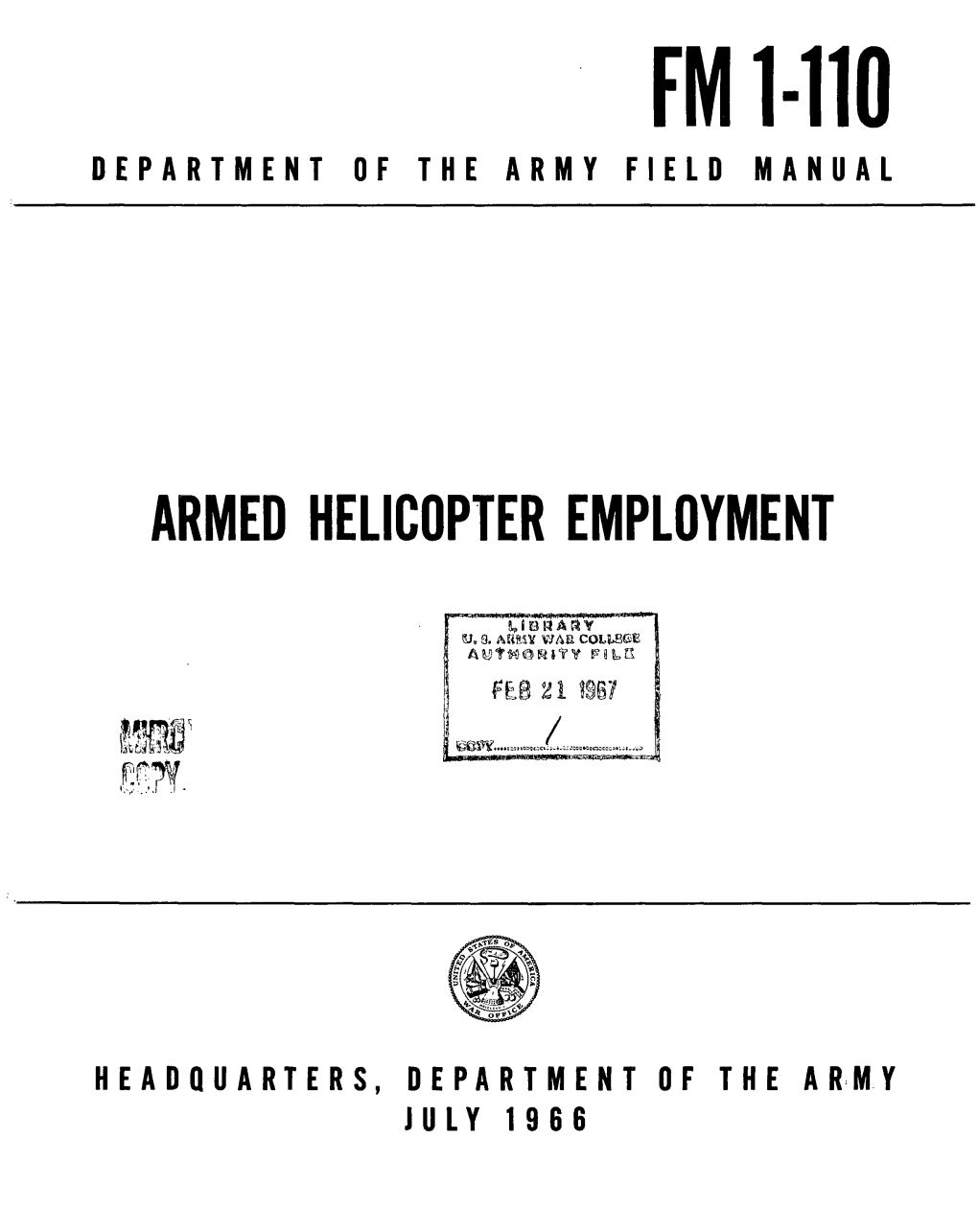 Armed Helicopter Employment