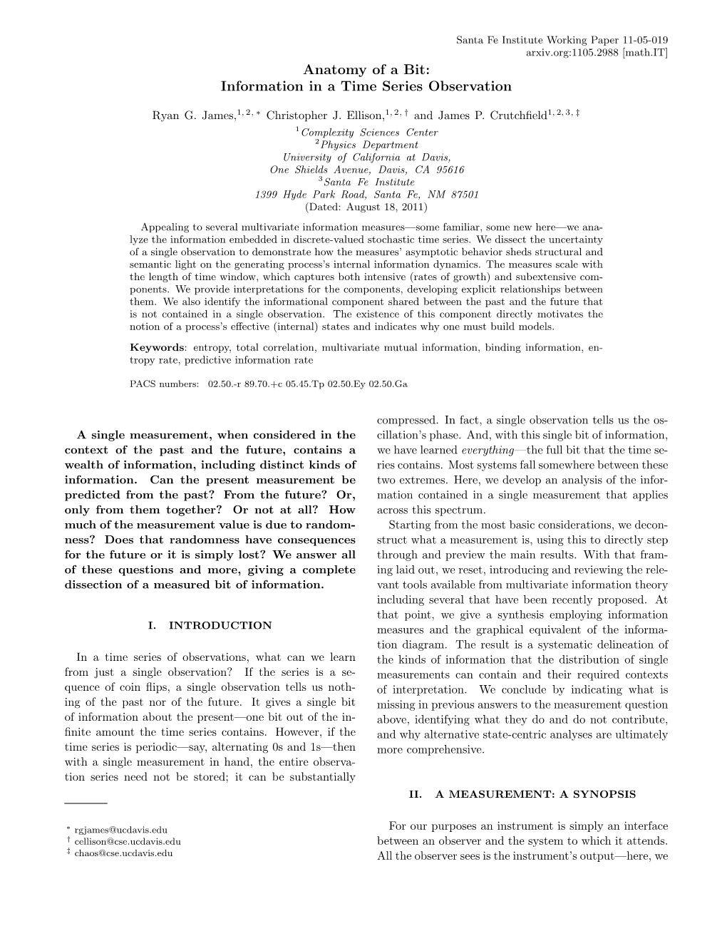 Anatomy of a Bit: Information in a Time Series Observation