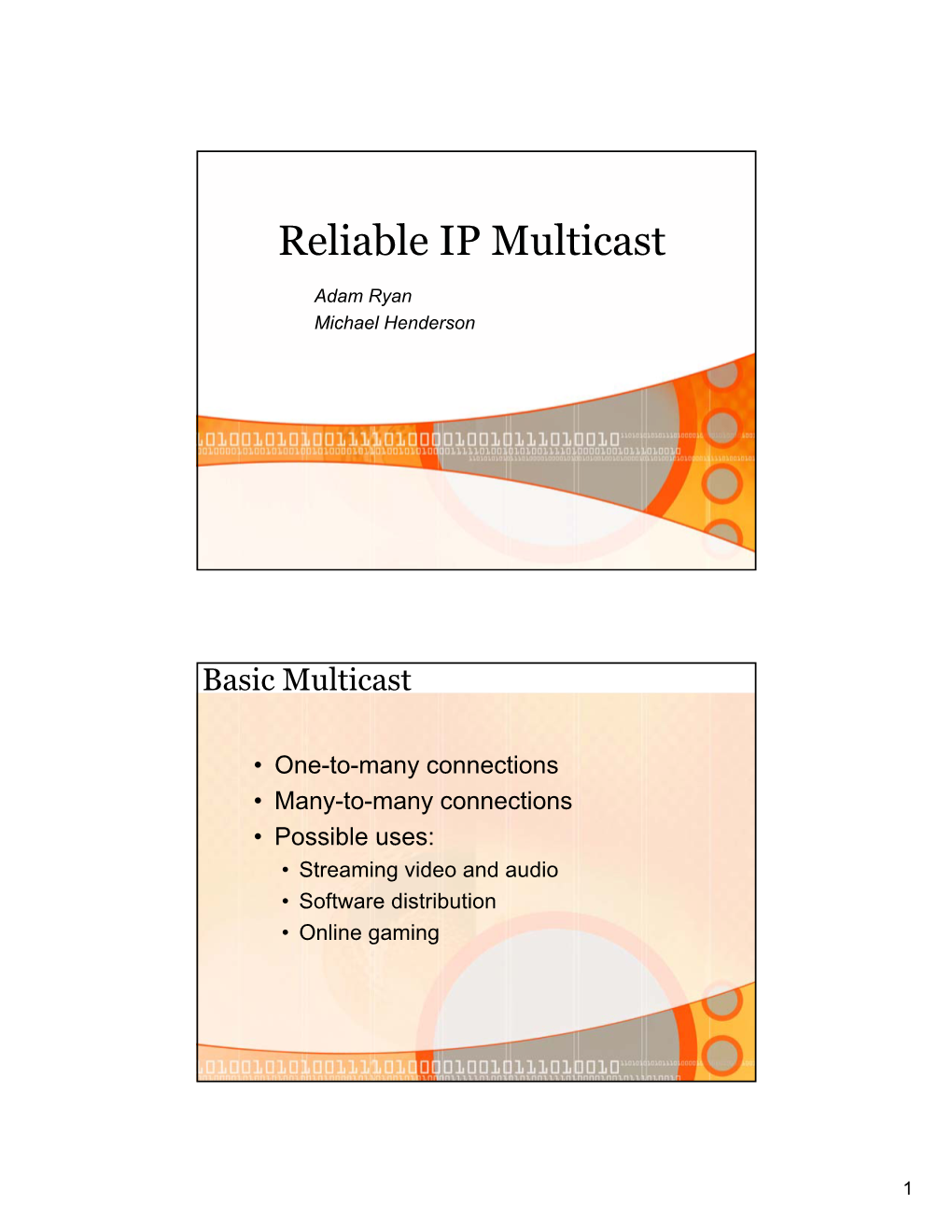 Reliable IP Multicast