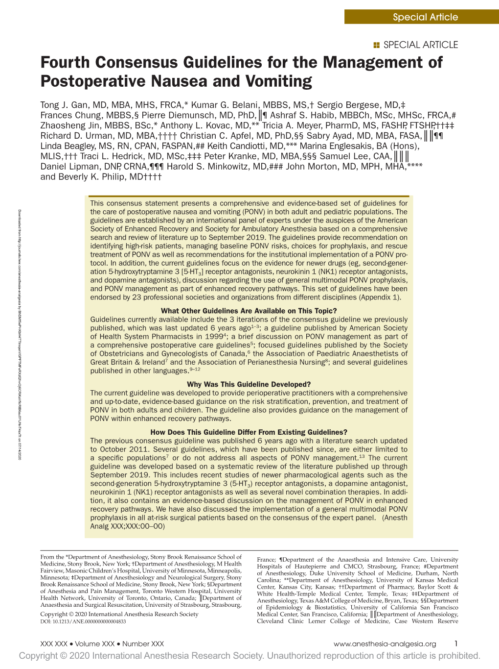 Fourth Consensus Guidelines for the Management