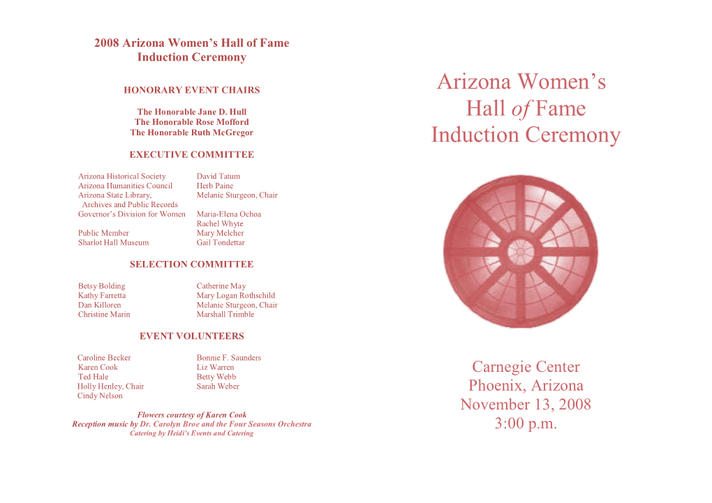 Arizona Women's Hall of Fame Induction Ceremony