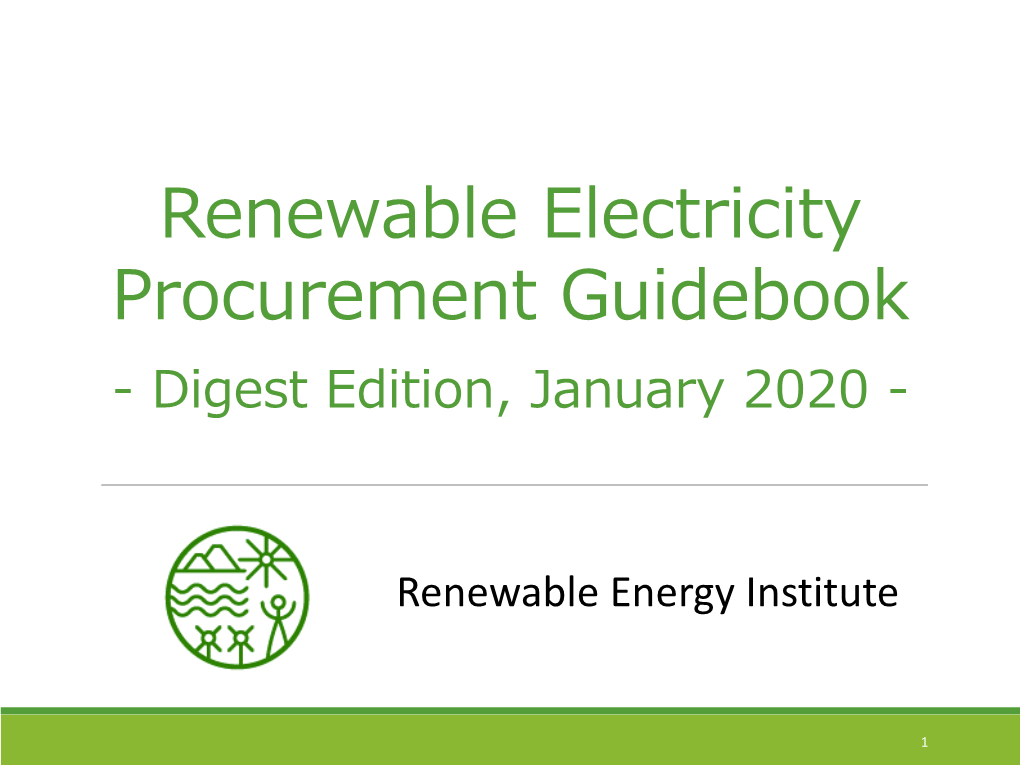Renewable Electricity Procurement Guidebook (Digest Edition, January