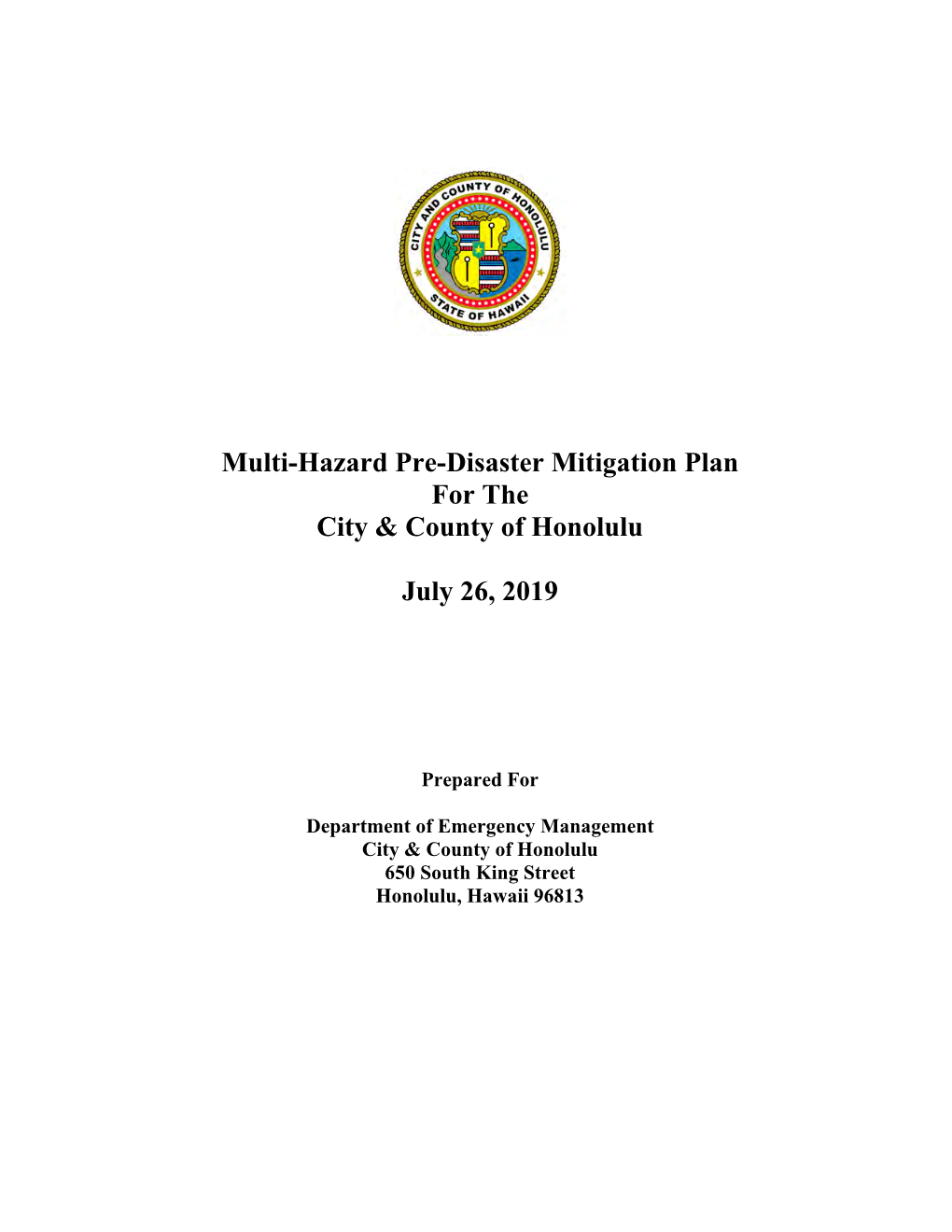 Multi-Hazard Pre-Disaster Mitigation Plan for the City & County Of