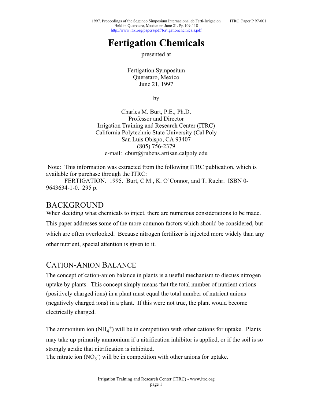 Fertigation Chemicals Presented At