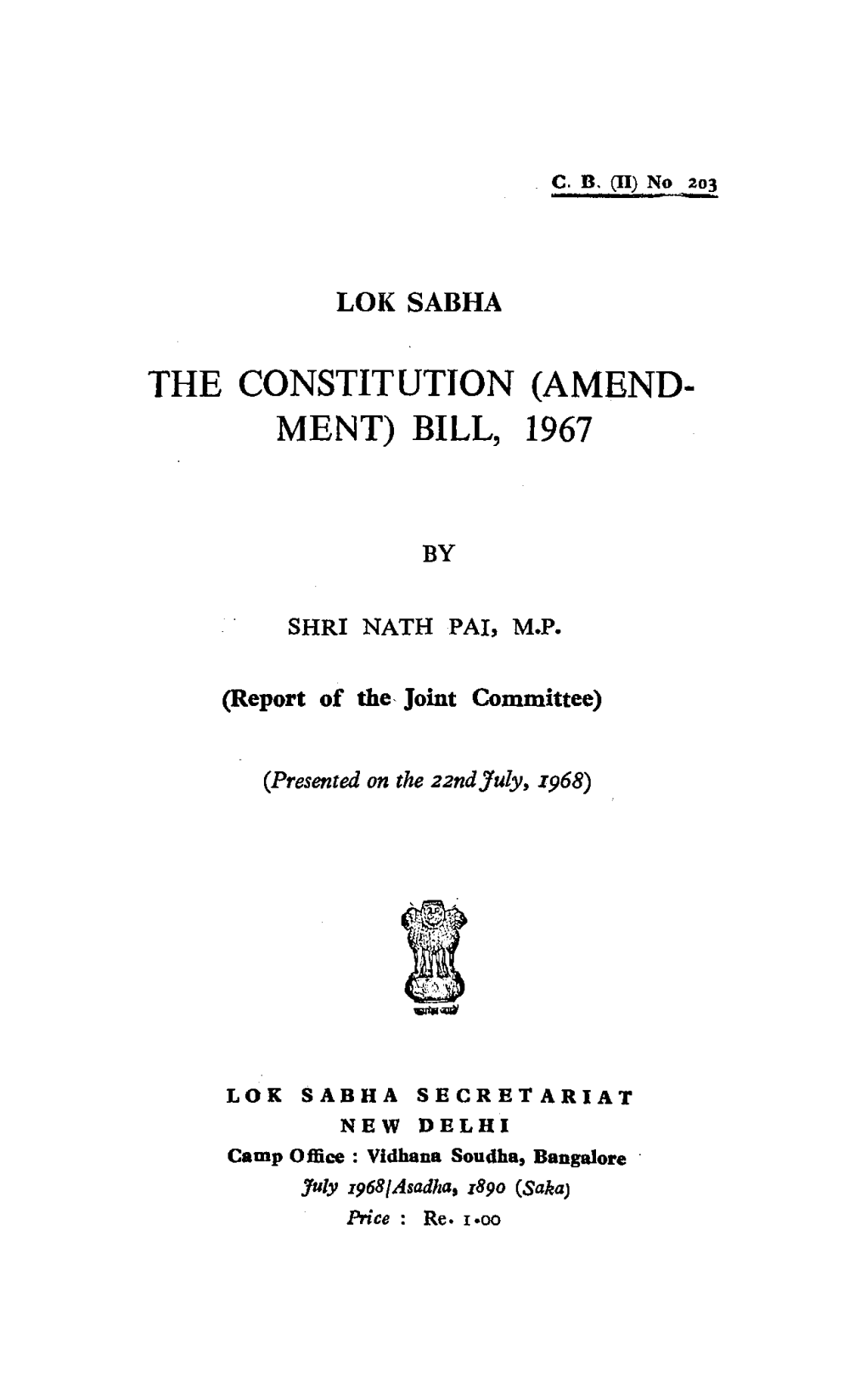 The Constitution (Amend- Ment) Bill, 1967