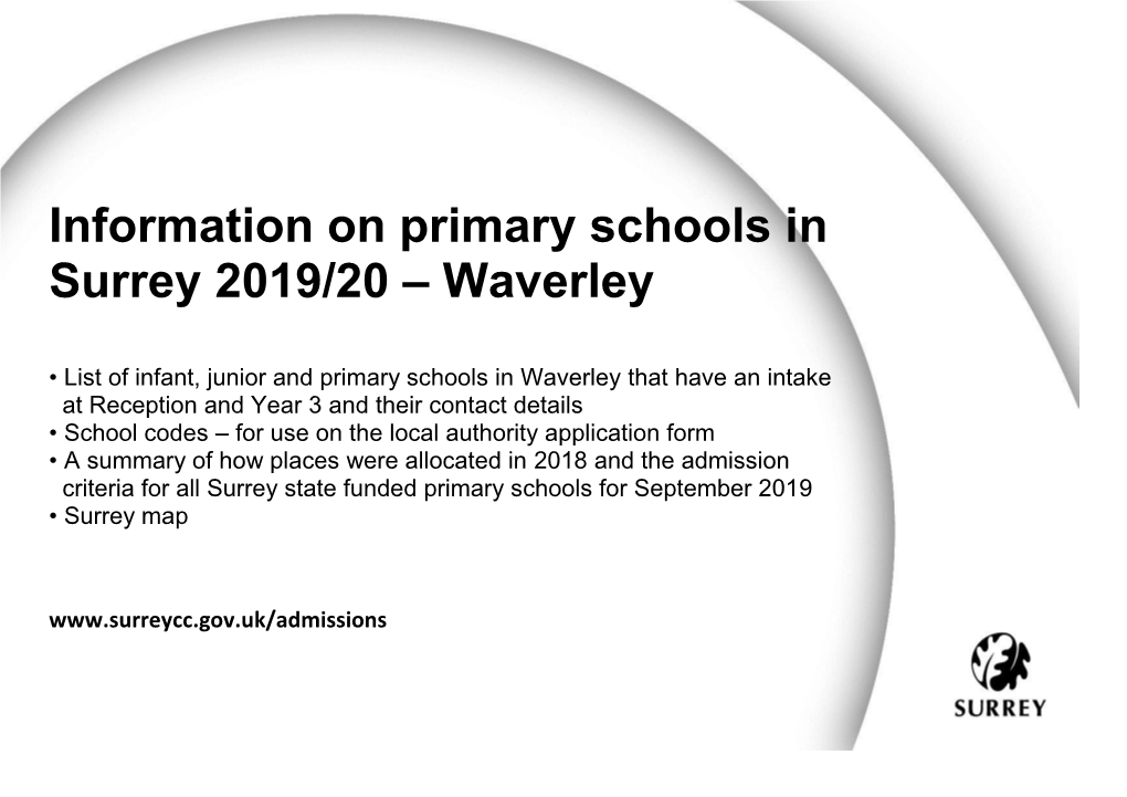 Information on Primary Schools in Surrey 2019/20 – Waverley