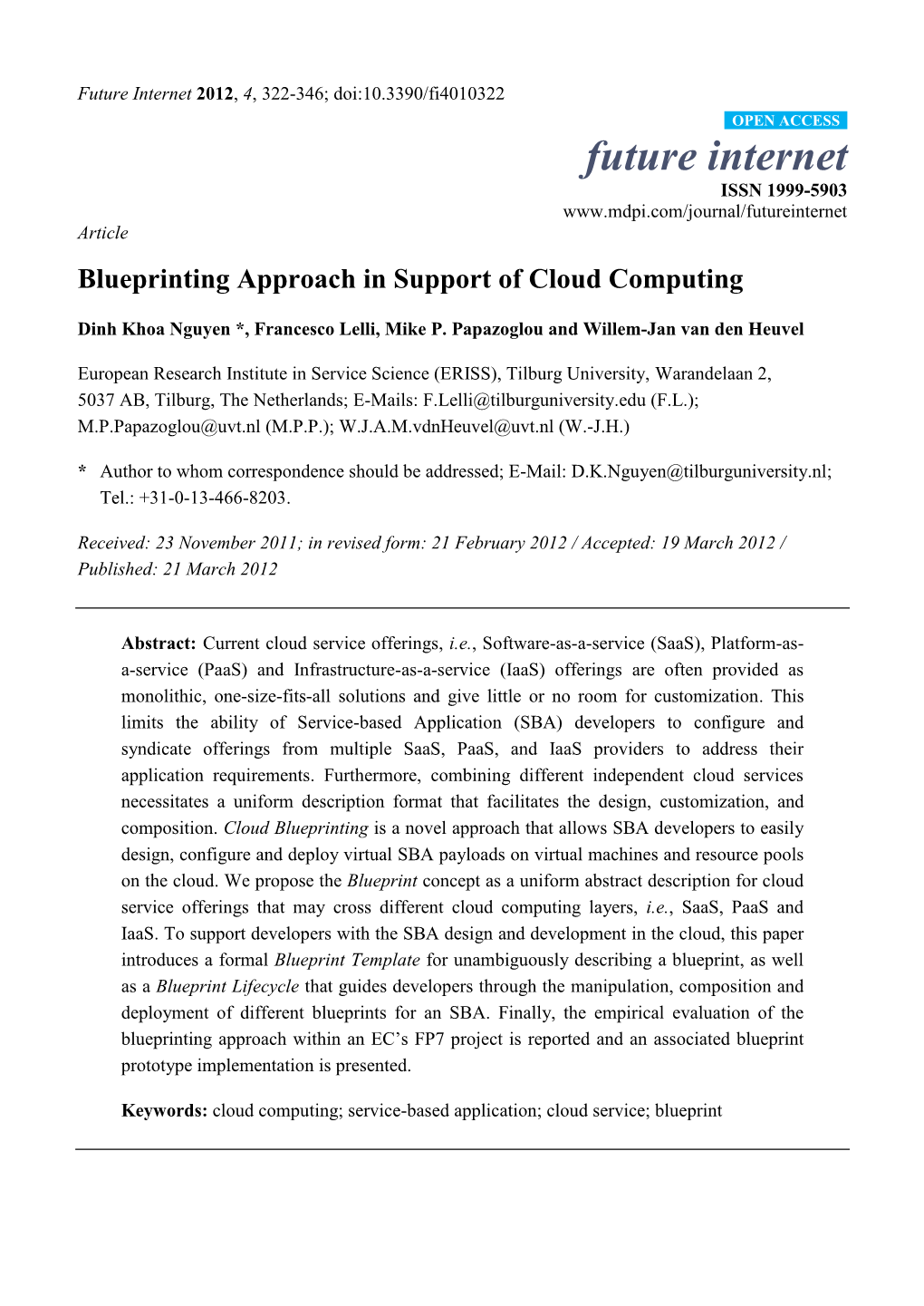 Blueprinting Approach in Support of Cloud Computing