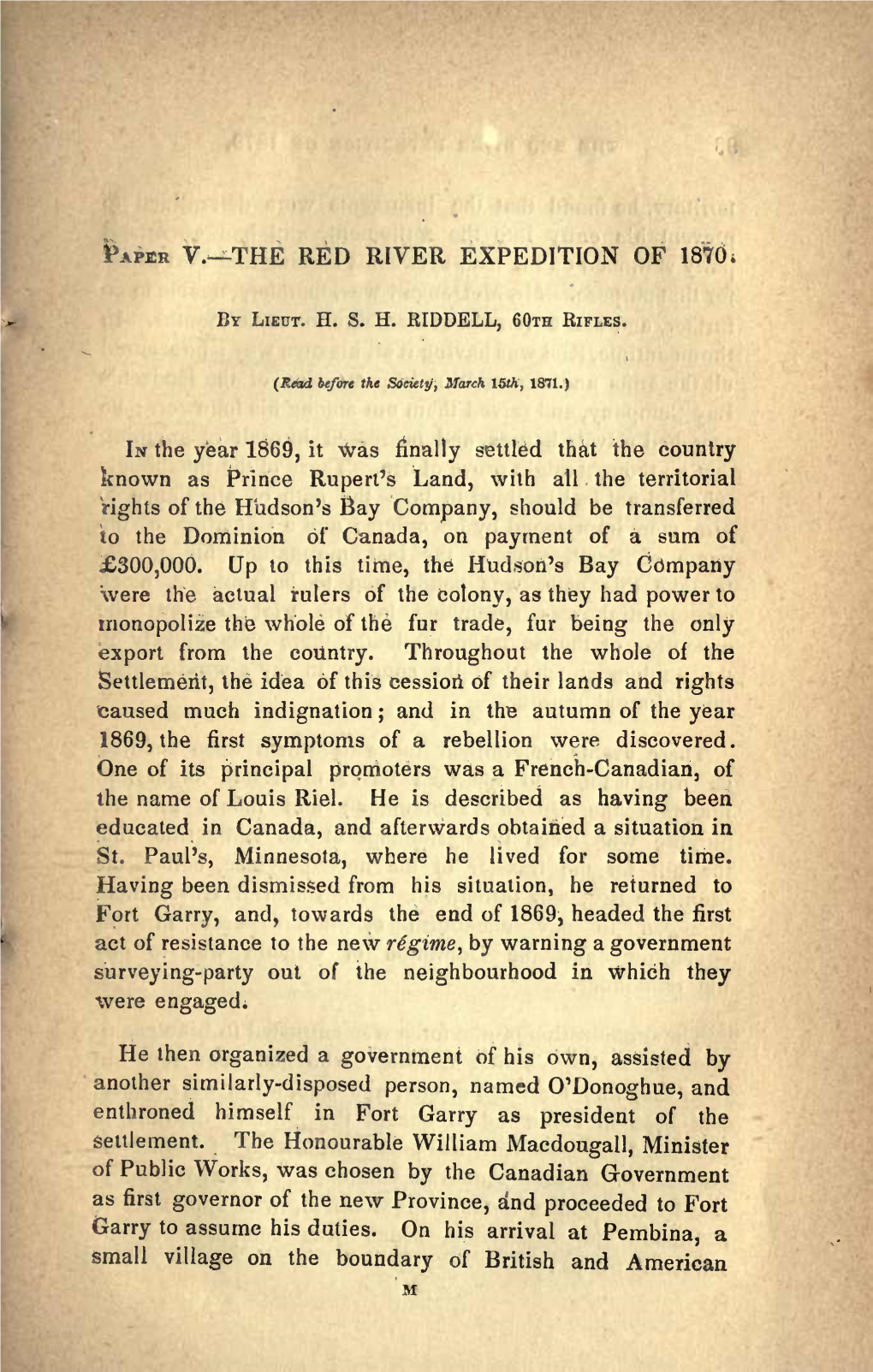 The Red River Expedition of 1870;