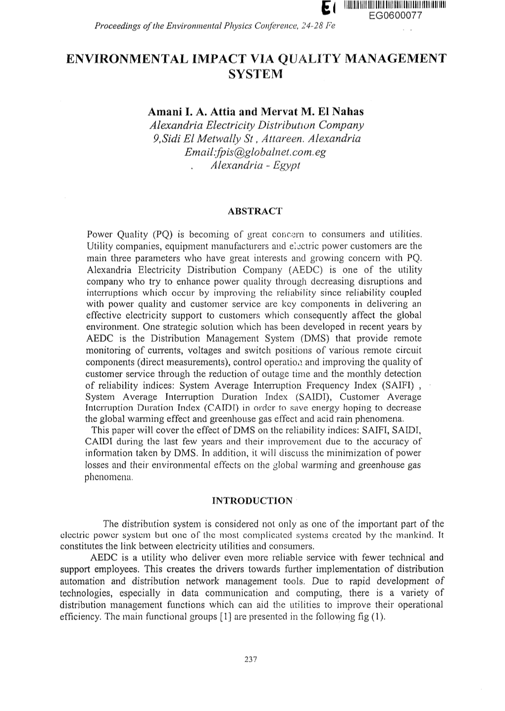 Environmental Impact Via Quality Management System