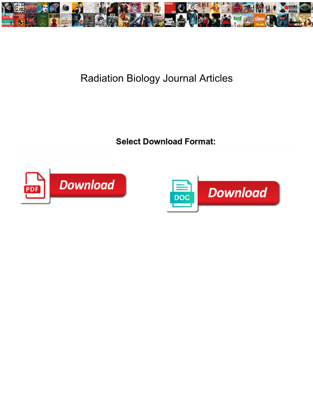 Radiation Biology Journal Articles