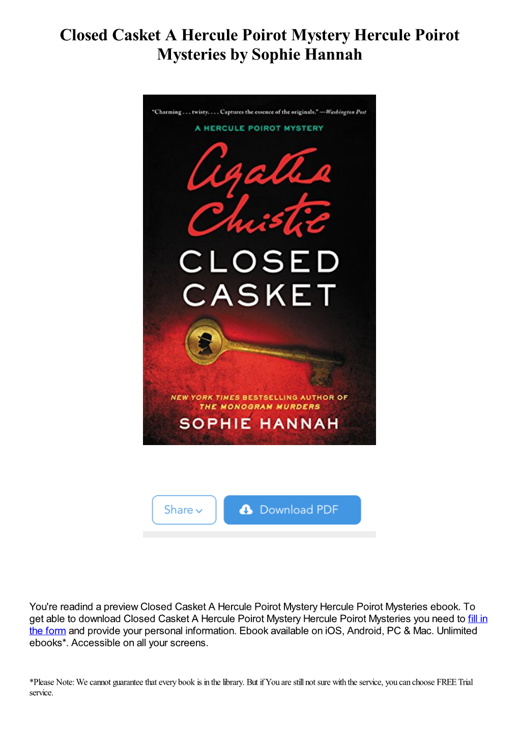 Closed Casket a Hercule Poirot Mystery Hercule Poirot Mysteries by Sophie Hannah