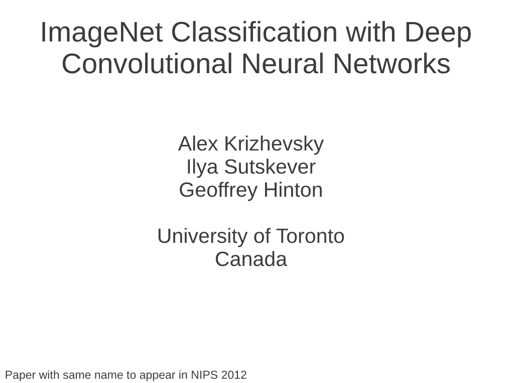 Imagenet Classification with Deep Convolutional Neural Networks