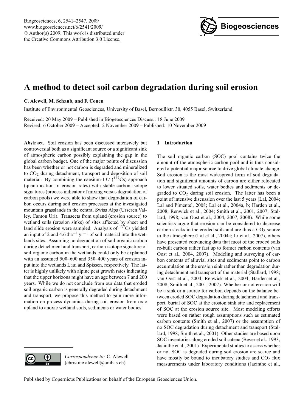 A Method to Detect Soil Carbon Degradation During Soil Erosion