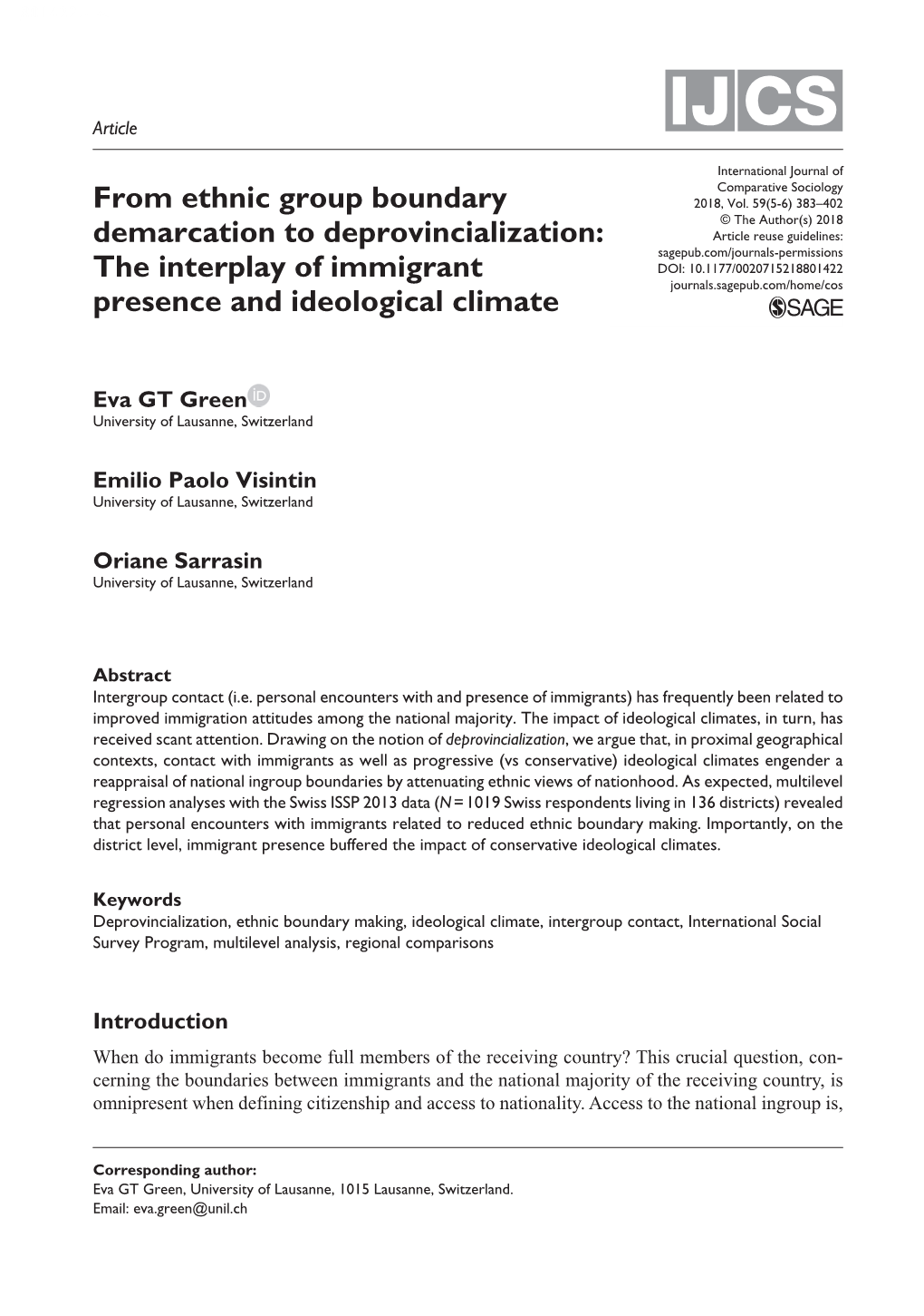 The Interplay of Immigrant Presence and Ideological Climate Shapes Deprovincialization