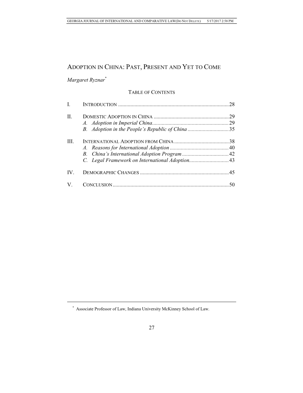 Adoption in China: Past, Present and Yet to Come