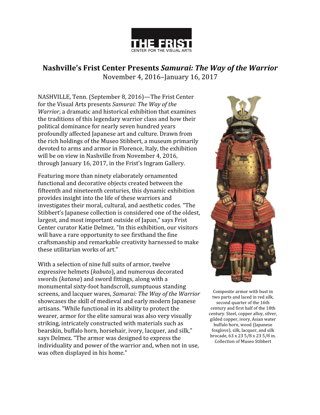 Nashville's Frist Center Presents Samurai