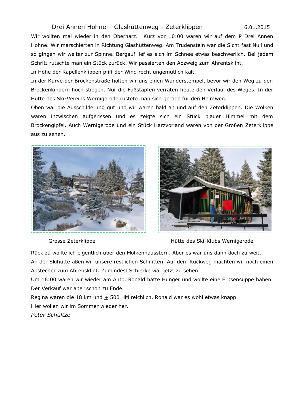 Drei Annen Hohne – Glashüttenweg - Zeterklippen 6.01.2015 Wir Wollten Mal Wieder in Den Oberharz