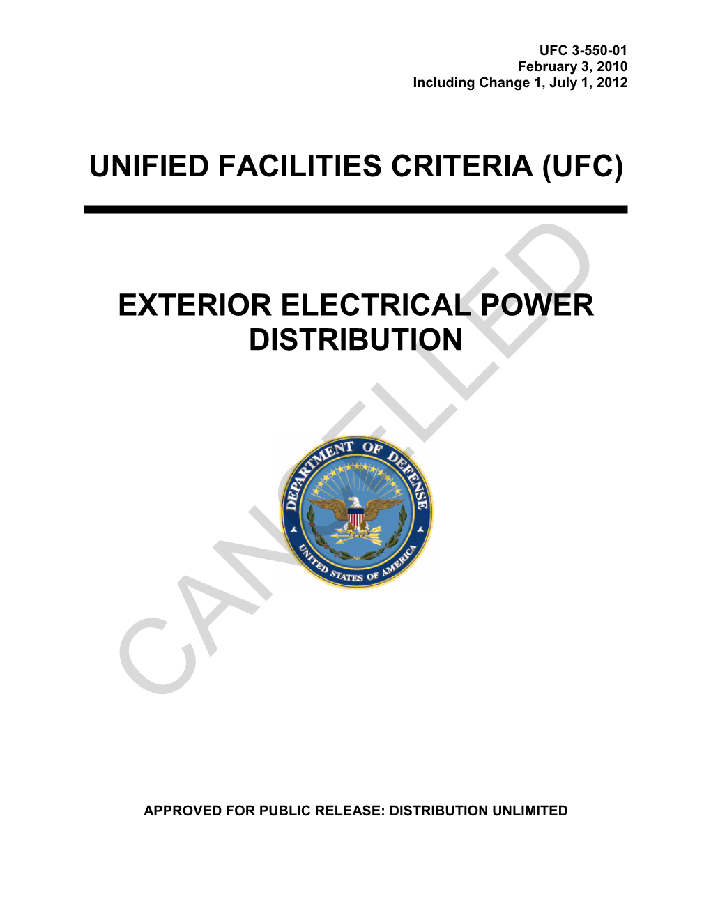 Unified Facilities Criteria (Ufc) Exterior Electrical Power Distribution