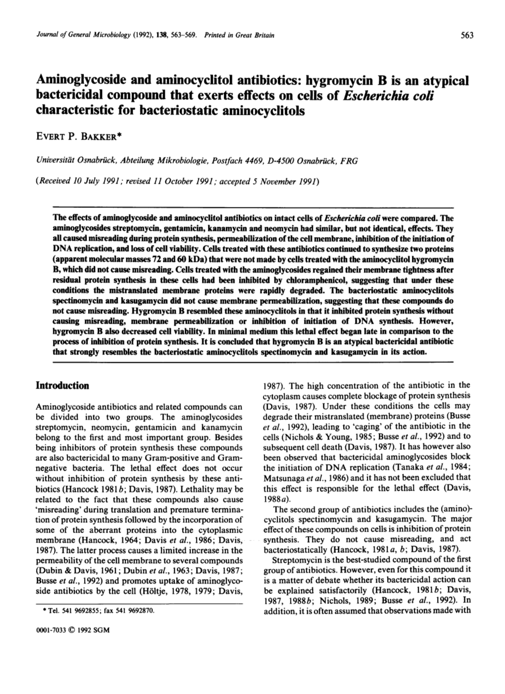 Aminoglycoside and Aminocyclitol Antibiotics