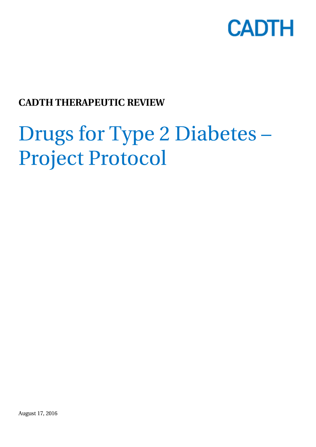 Drugs for Type 2 Diabetes – Project Protocol