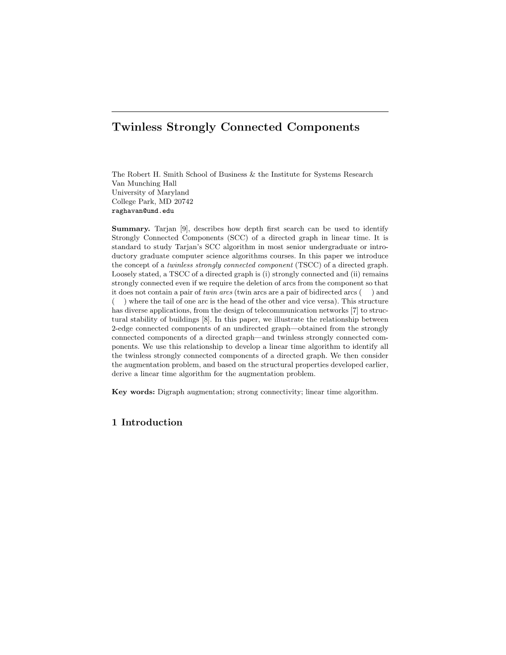 Twinless Strongly Connected Components