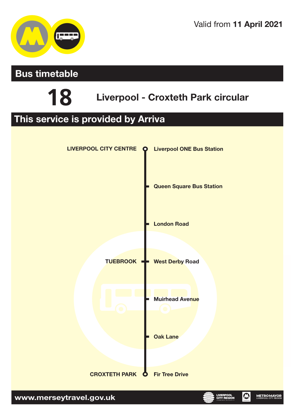 18 Liverpool - Croxteth Park Circular This Service Is Provided by Arriva