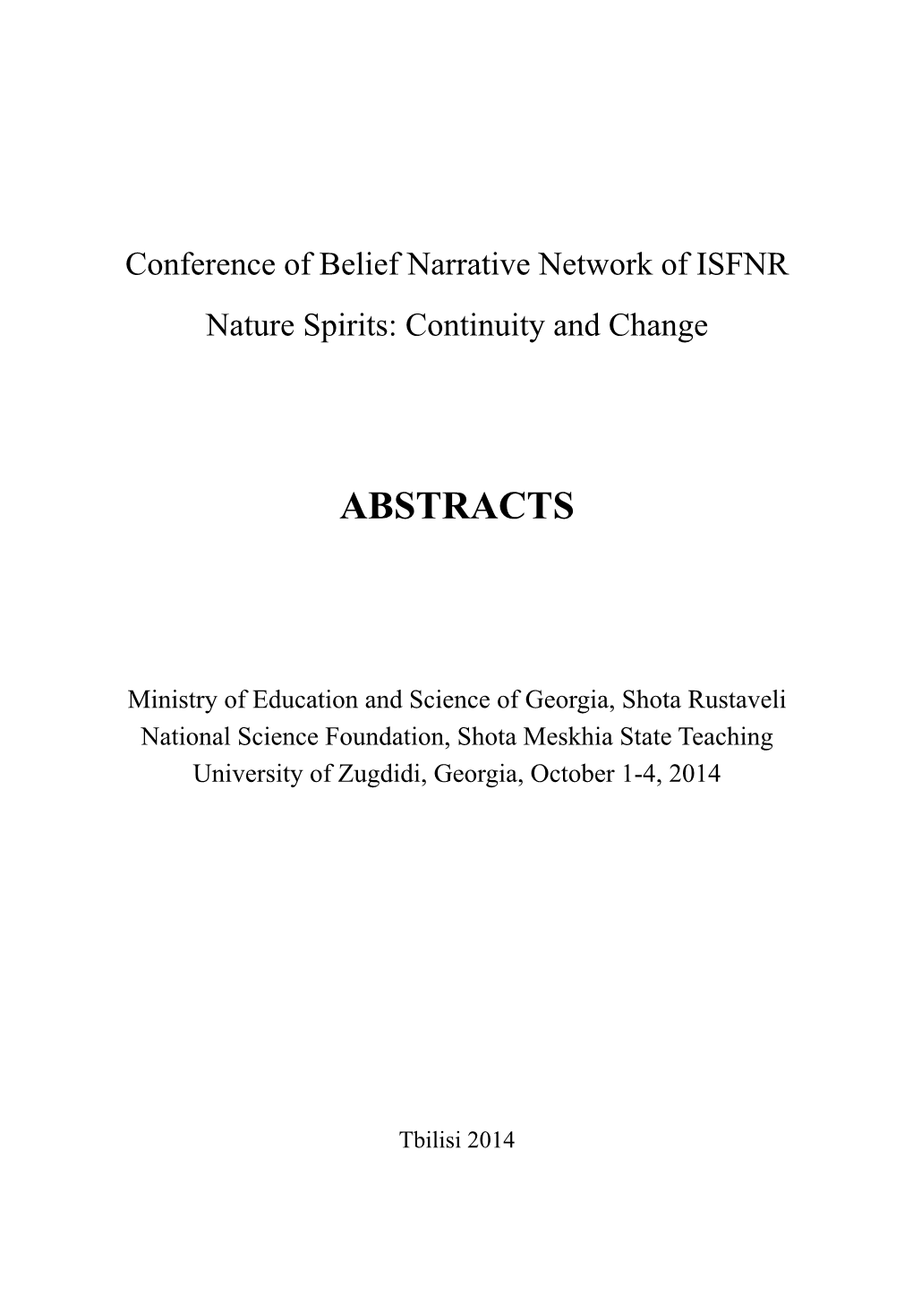 Abstracts of the BNN Conference in Zugdidi