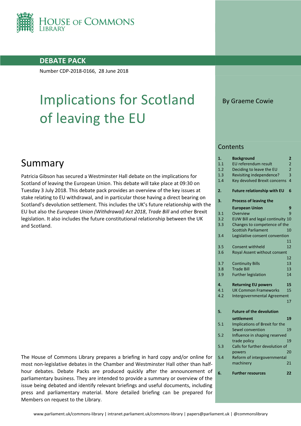 Implications for Scotland of Leaving the EU 3