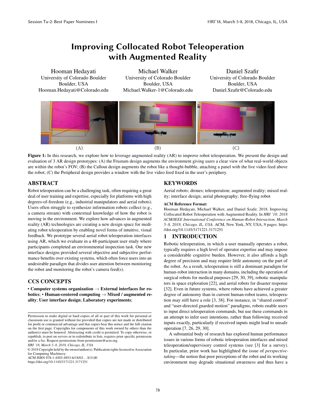 Improving Collocated Robot Teleoperation with Augmented Reality