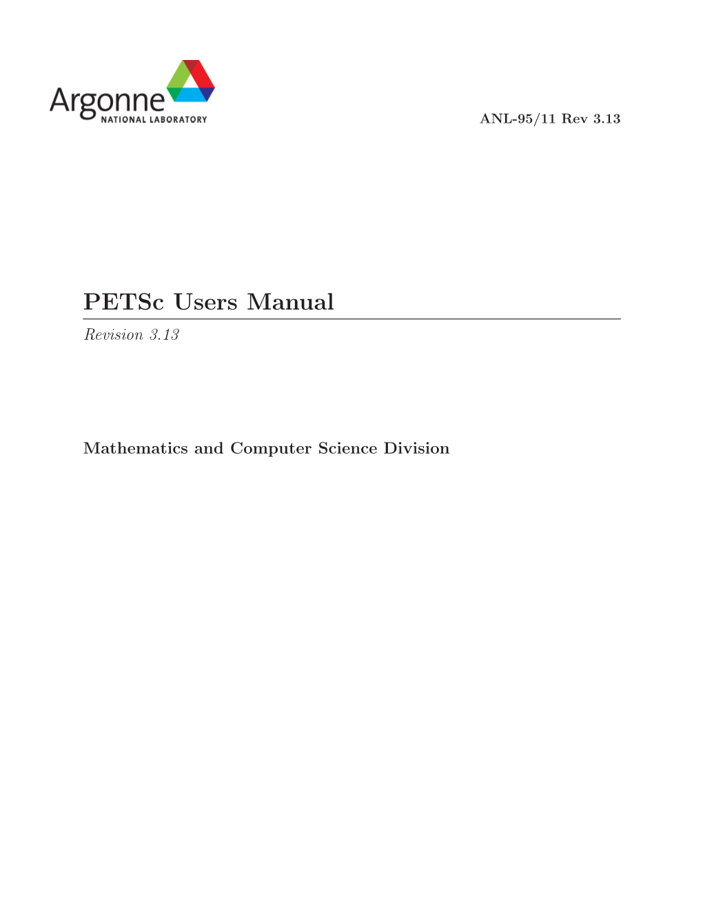 Petsc Users Manual Revision 3.13