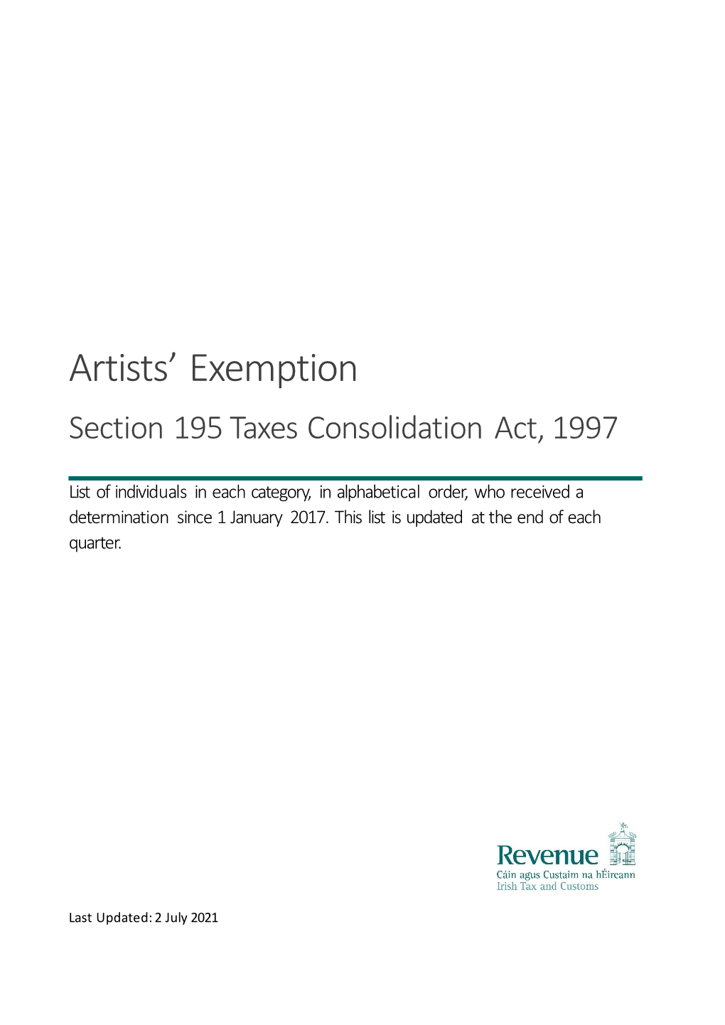 Artists' Exemption