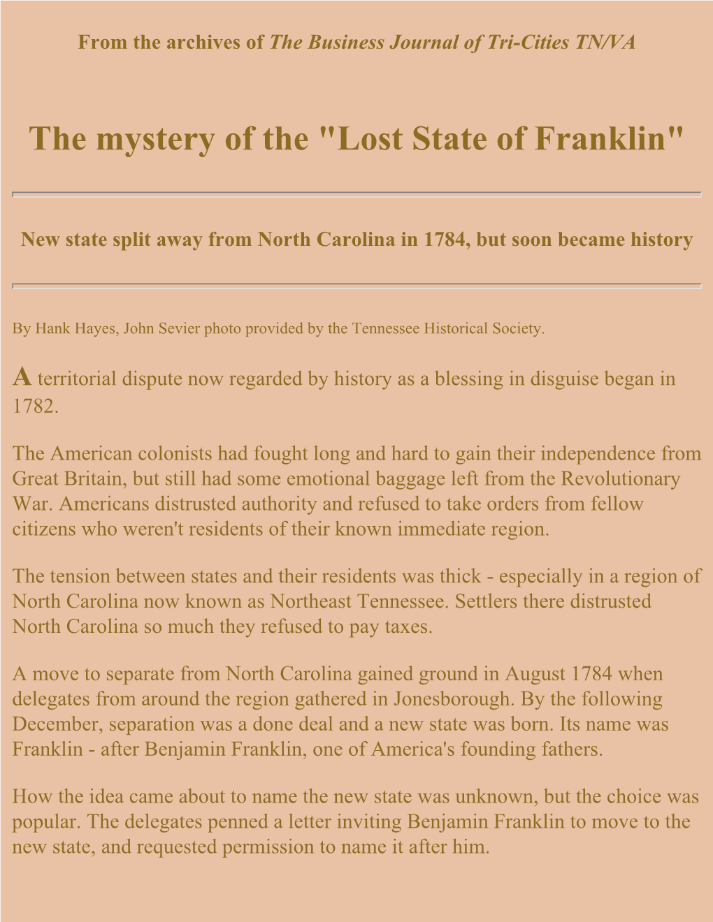 The Lost State of Franklin