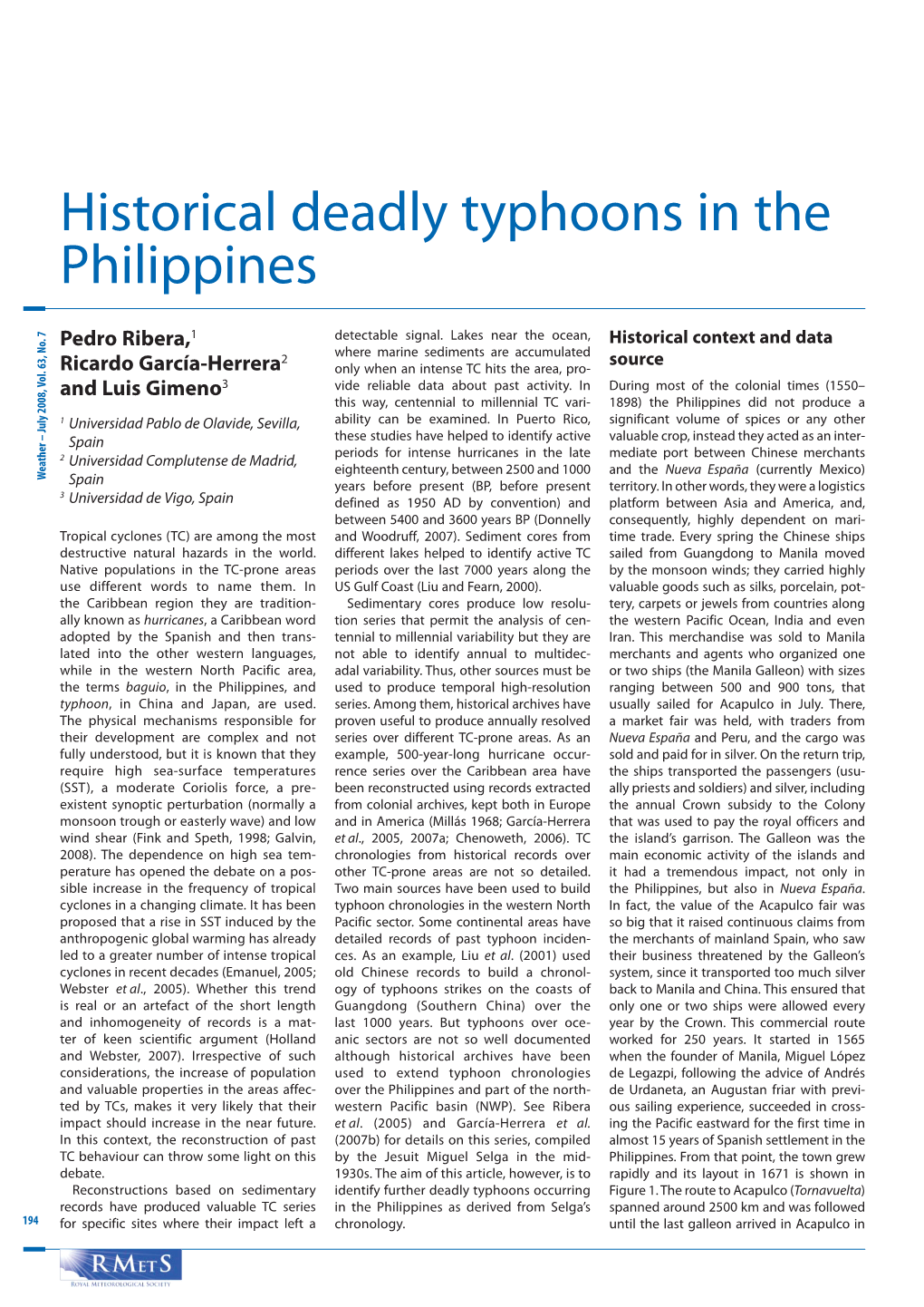 Historical Deadly Typhoons in the Philippines Weather –July 2008, Vol