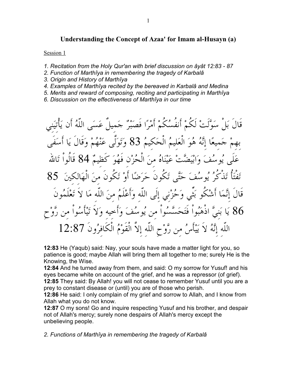 Understanding the Concept of Azaa' for Imam Al-Husayn (A)