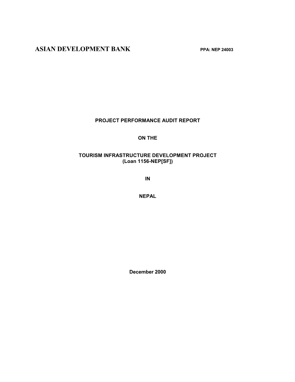 Project Performance Audit Report