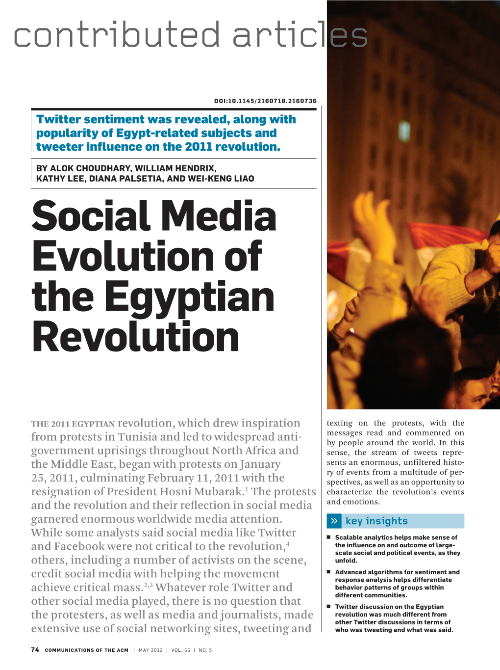 Social Media Evolution of the Egyptian Revolution