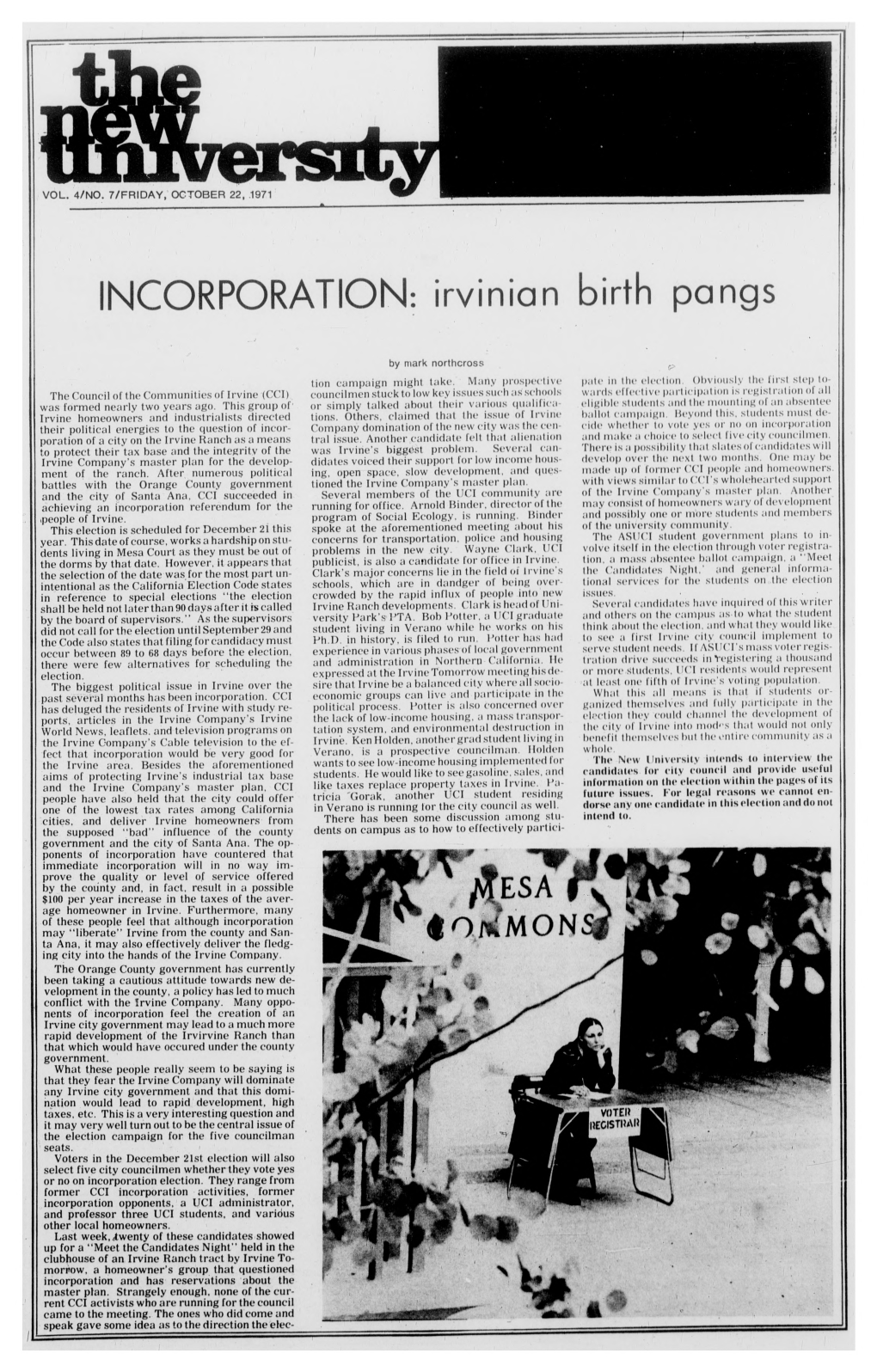 INCORPORATION: Irvinian Birth Pangs