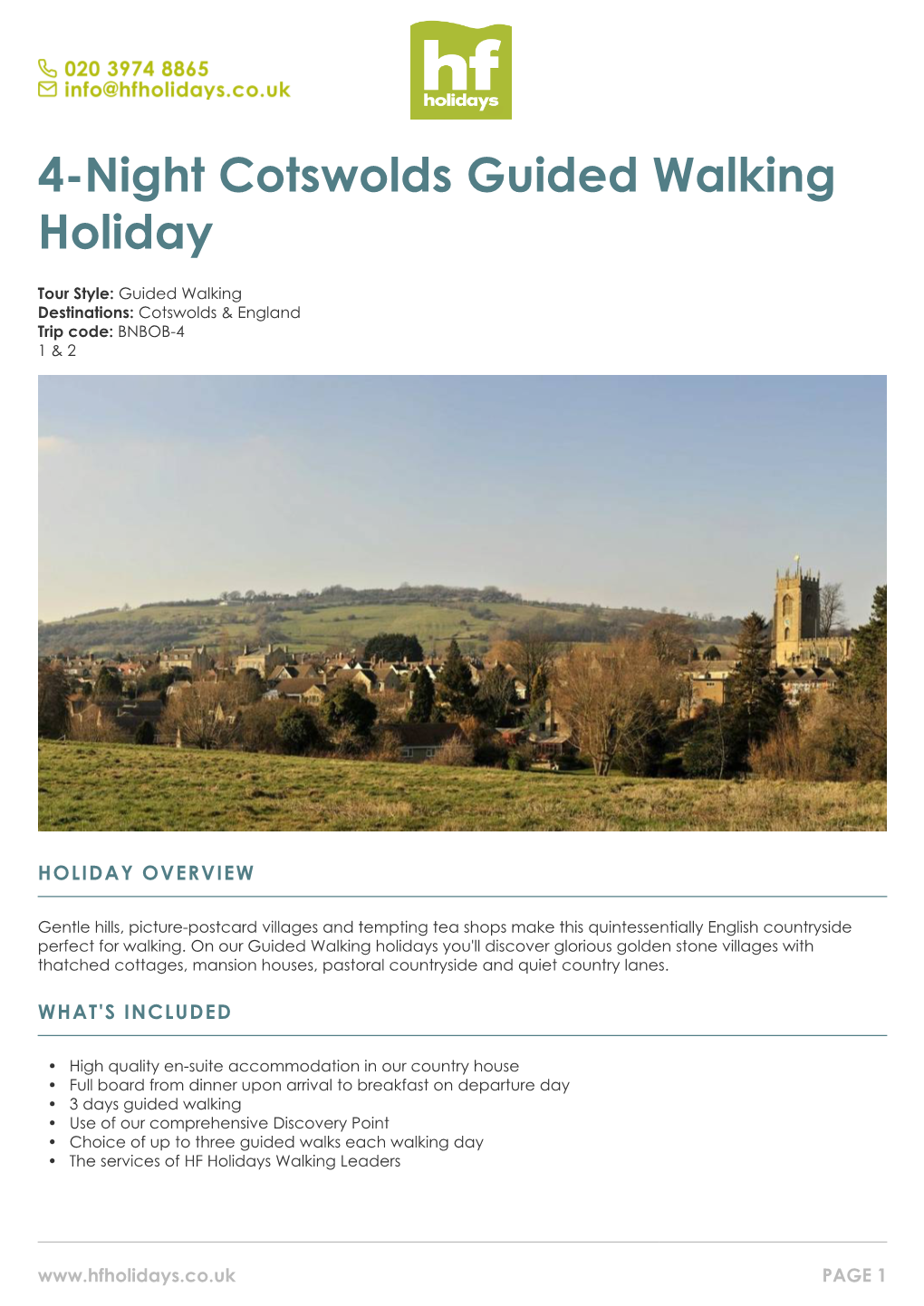 4-Night Cotswolds Guided Walking Holiday