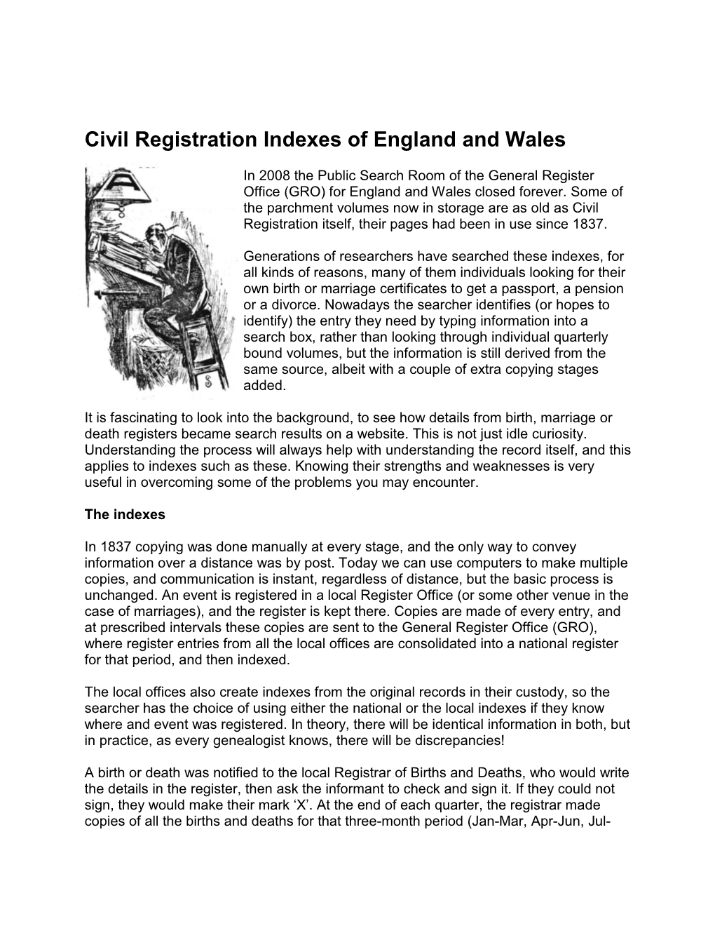 Civil Registration Indexes of England and Wales