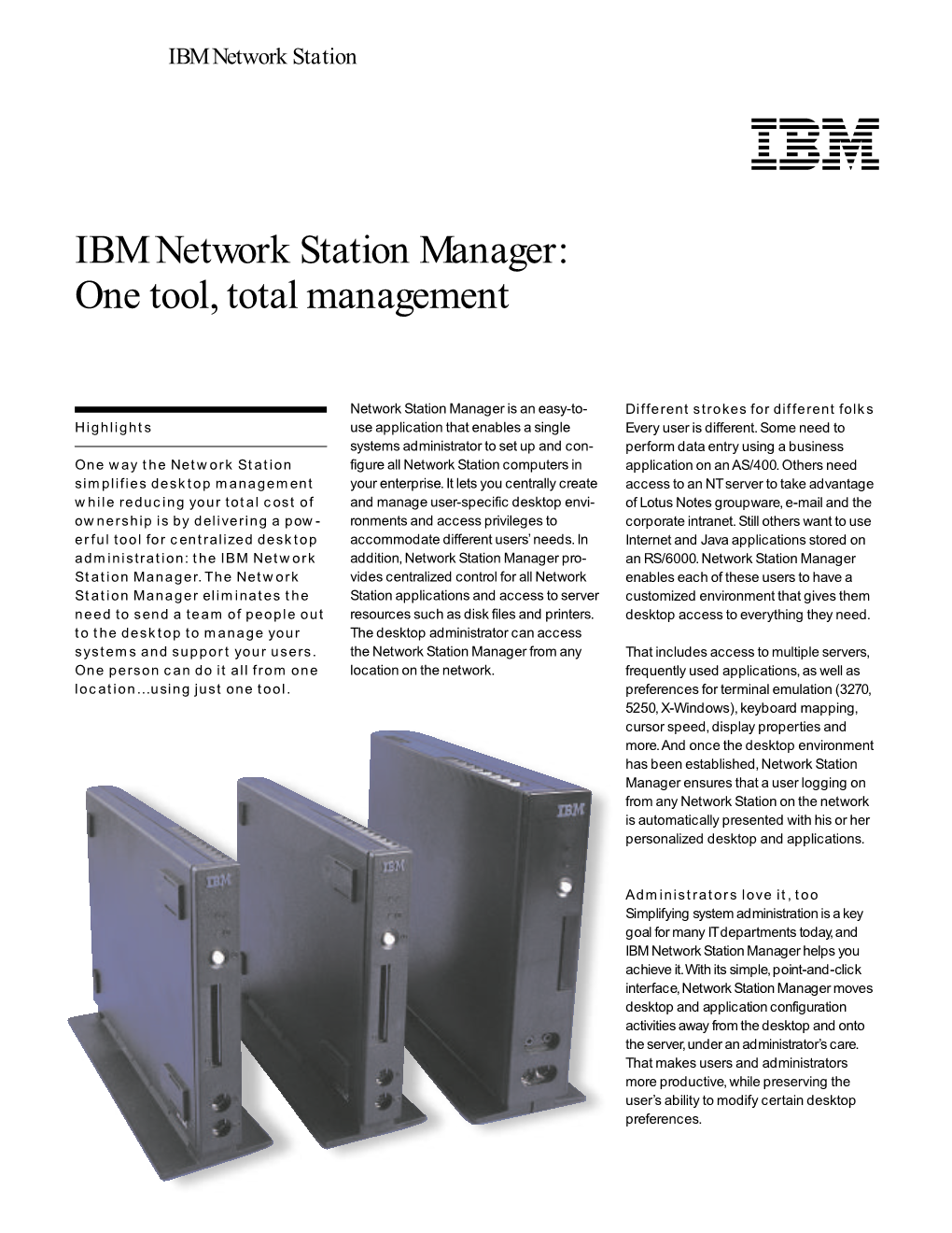IBM Network Station Manager: One Tool, Total Management