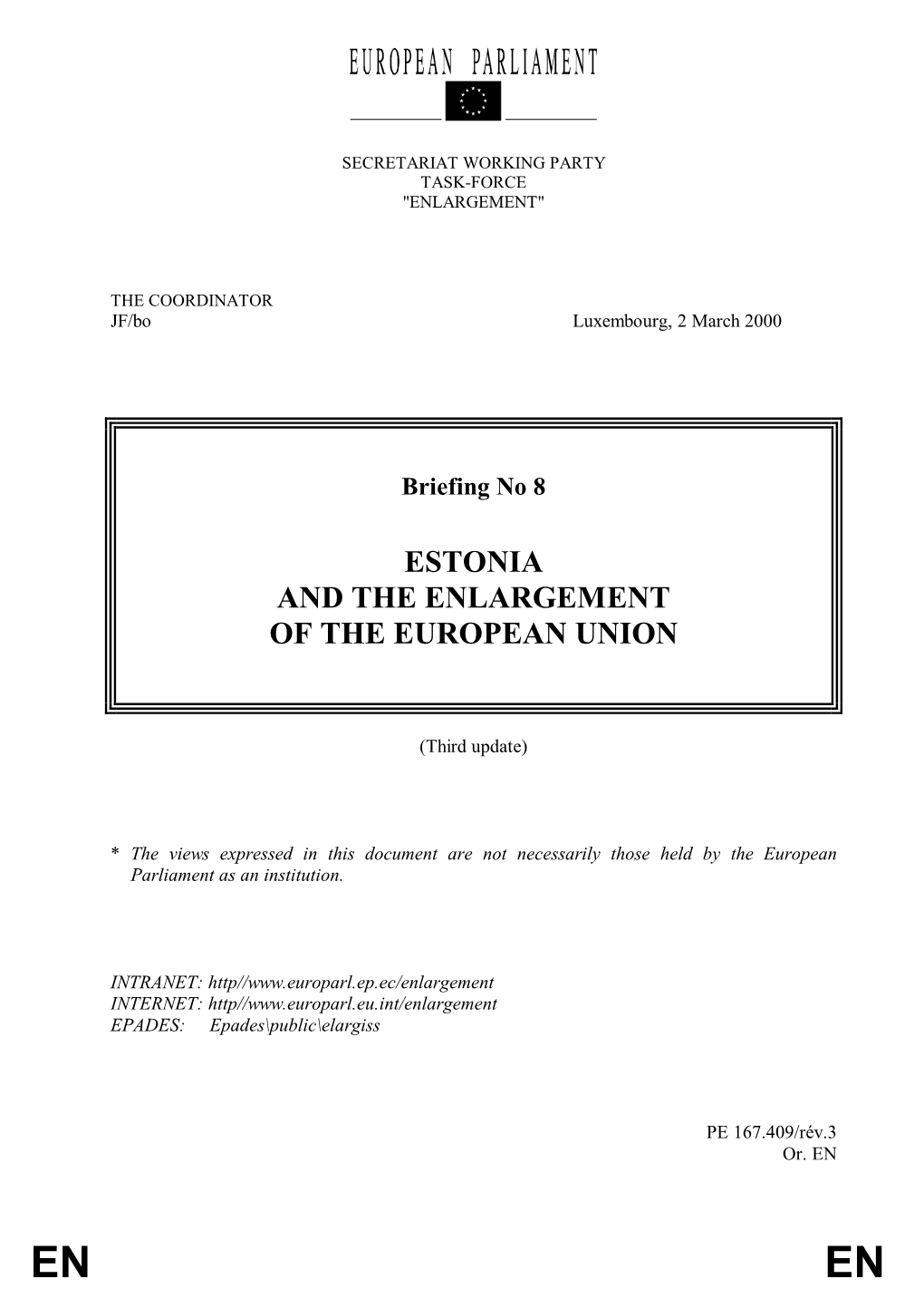 Estonia and the Enlargement of the European Union