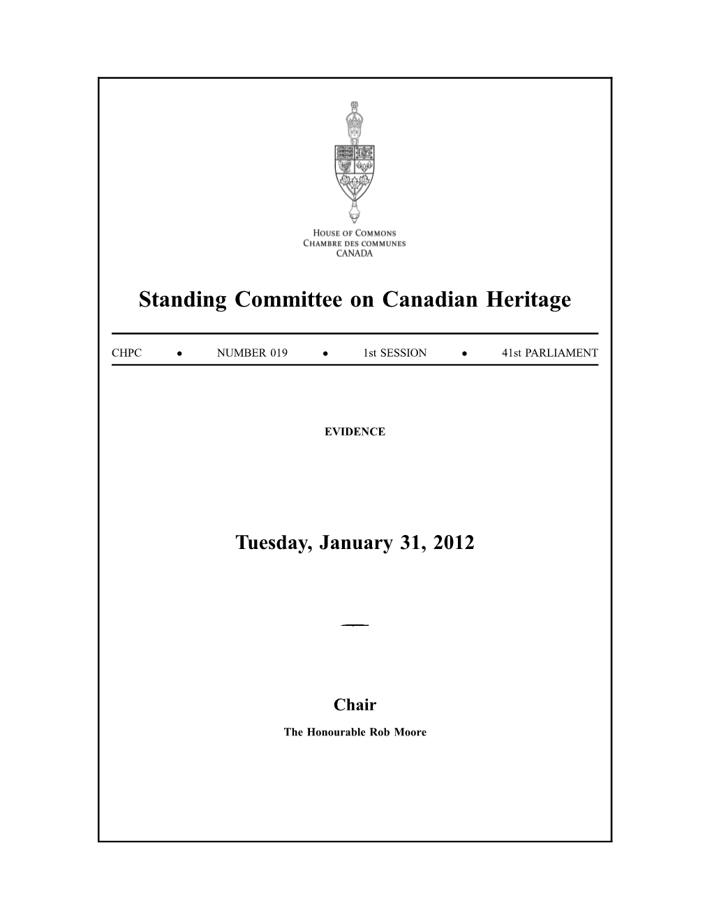 Standing Committee on Canadian Heritage