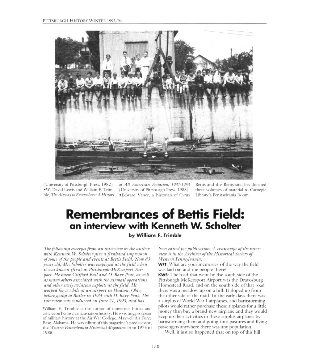 Remembrances of Bettis Field: an Interview with Kenneth W