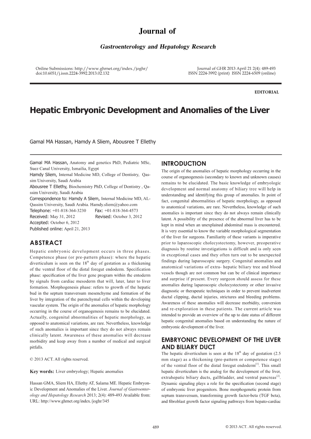 Journal of Gastroenterology and Hepatology Research