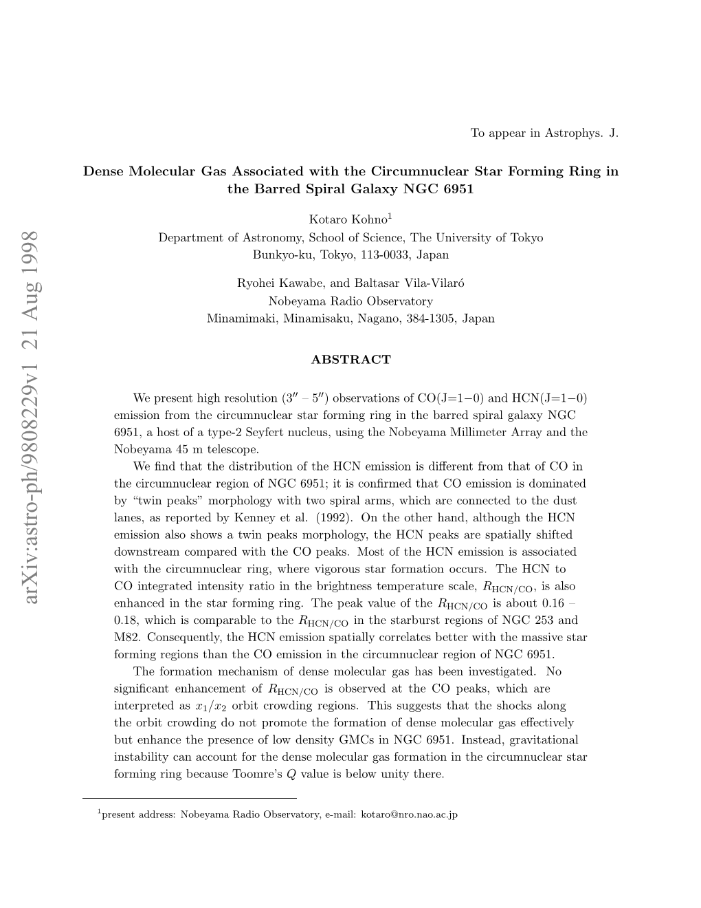 Dense Molecular Gas Associated with the Circumnuclear Star Forming Ring