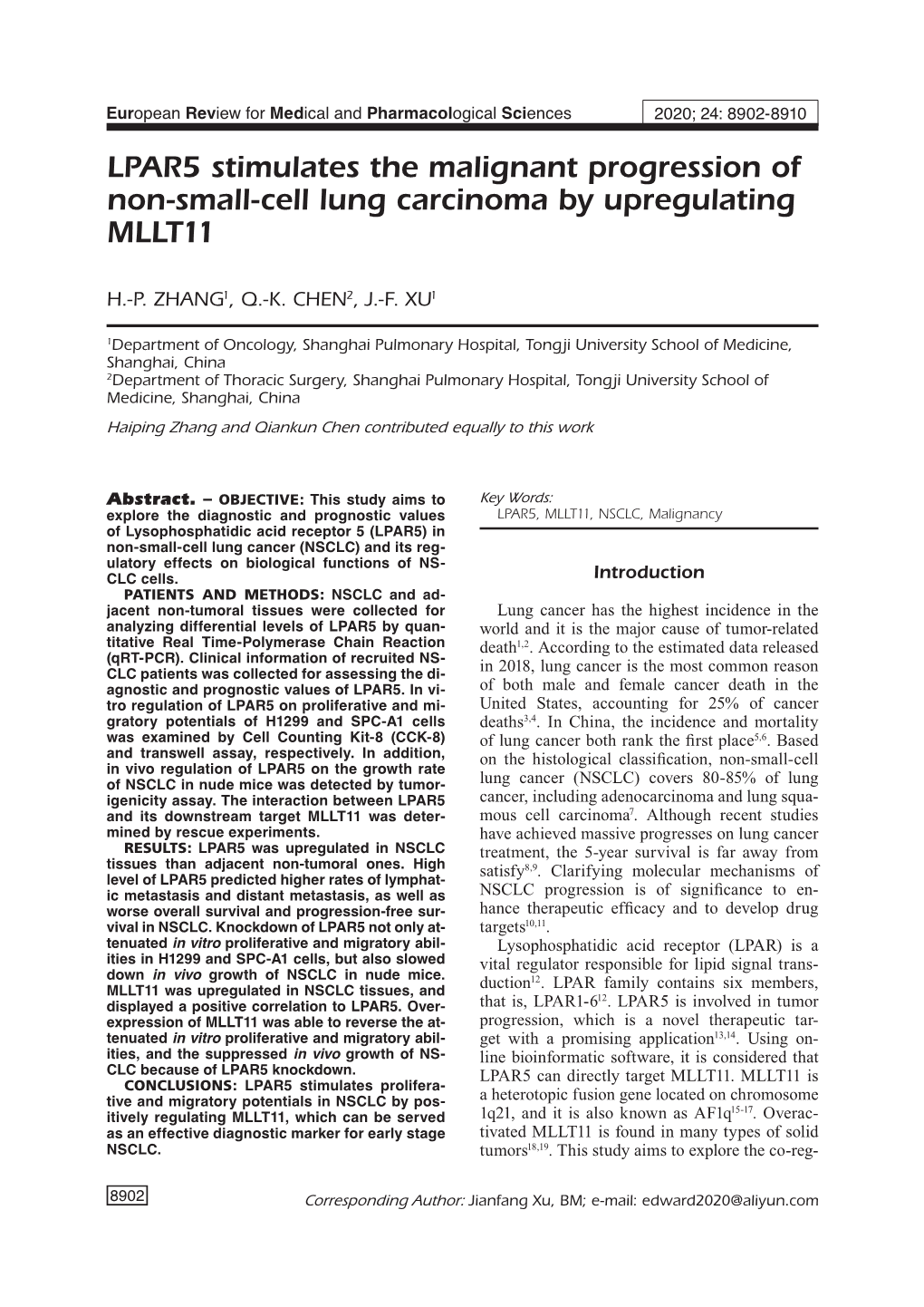 LPAR5 Stimulates the Malignant Progression of Non-Small-Cell Lung Carcinoma by Upregulating M L LT11