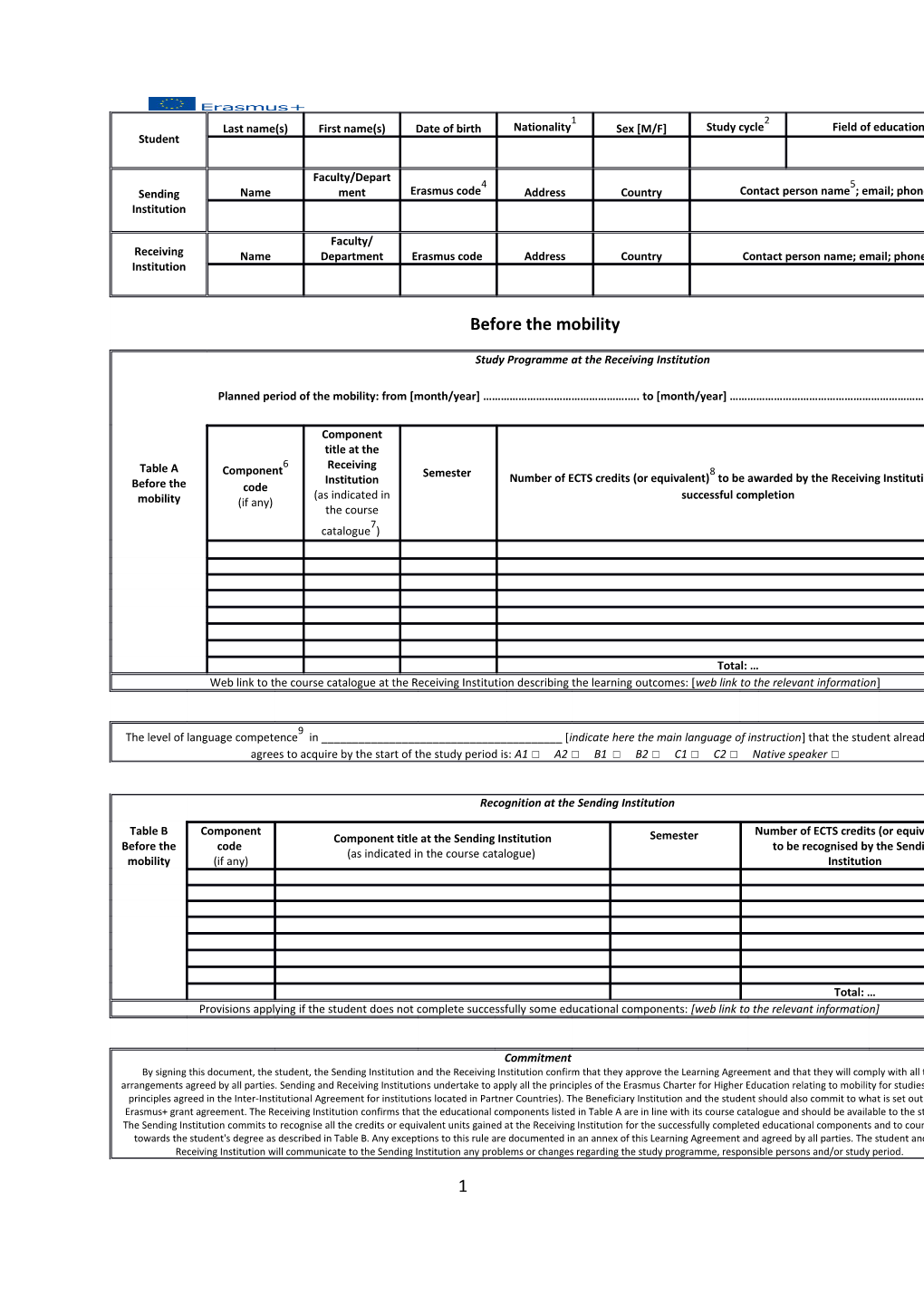 Student / Last Name(S) / First Name(S) / Date of Birth / Nationality 1 / Sex M/F / Study