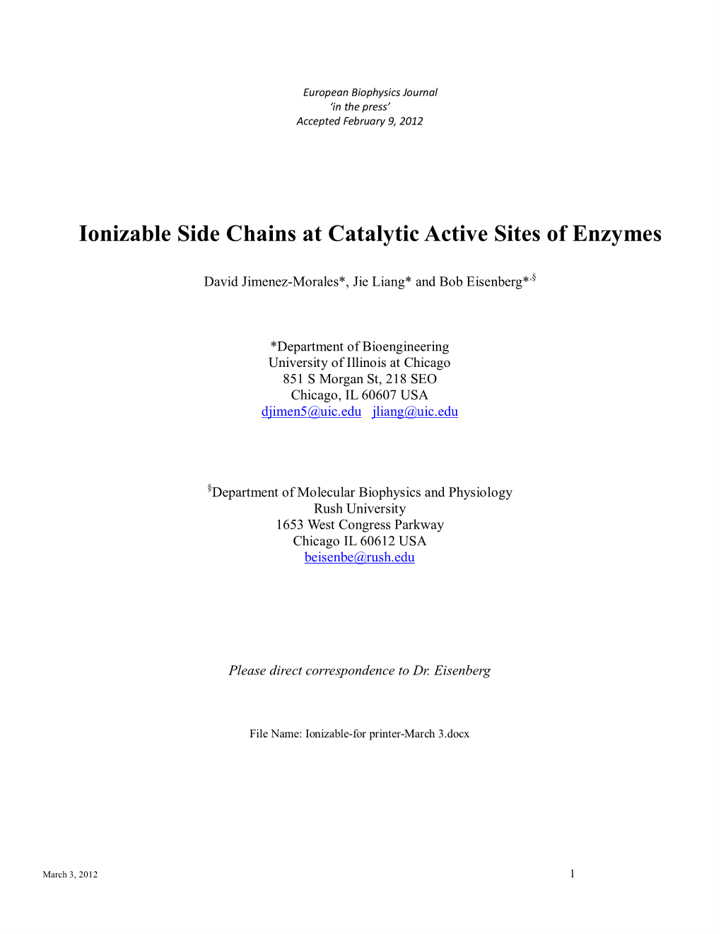 Ionizable Side Chains at Catalytic Active Sites of Enzymes